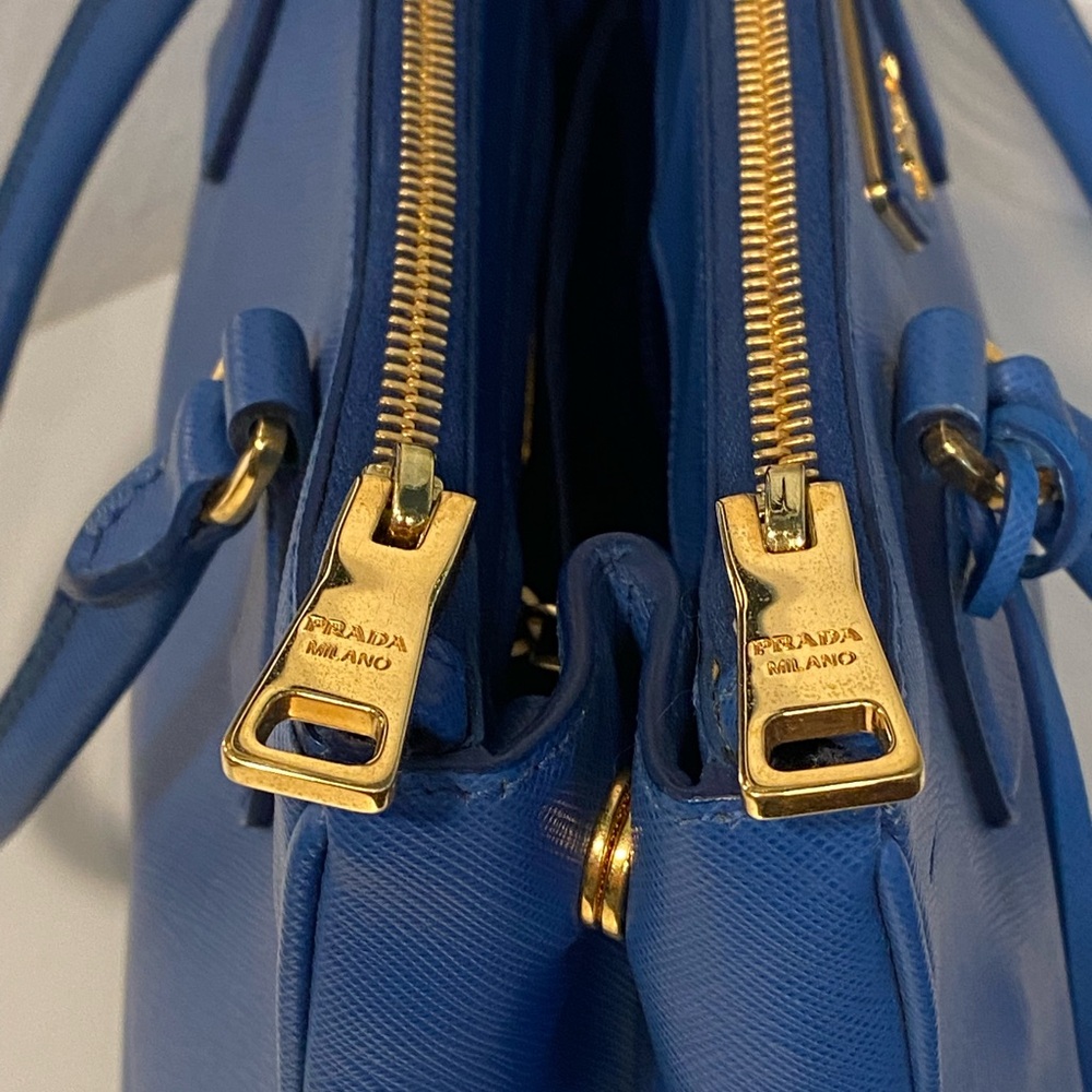 PRADA Galleria Small Saffiano Leather Tote In Blue - Picture 16 of 17